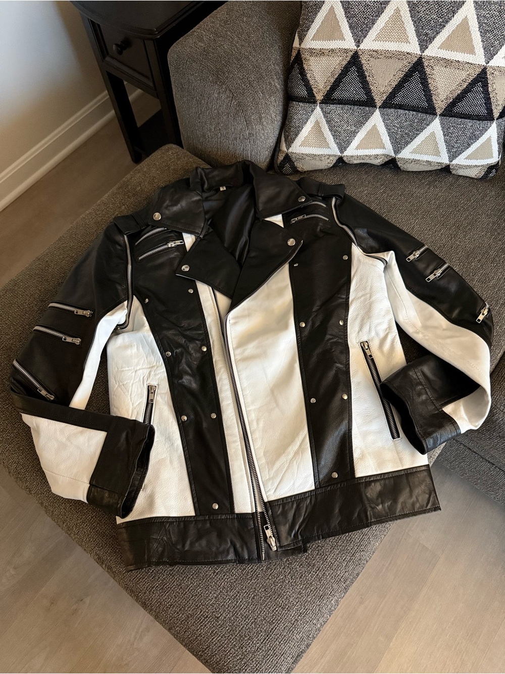 Michael Jackson Pepsi Commercial Style Leather Jacket - Black and white